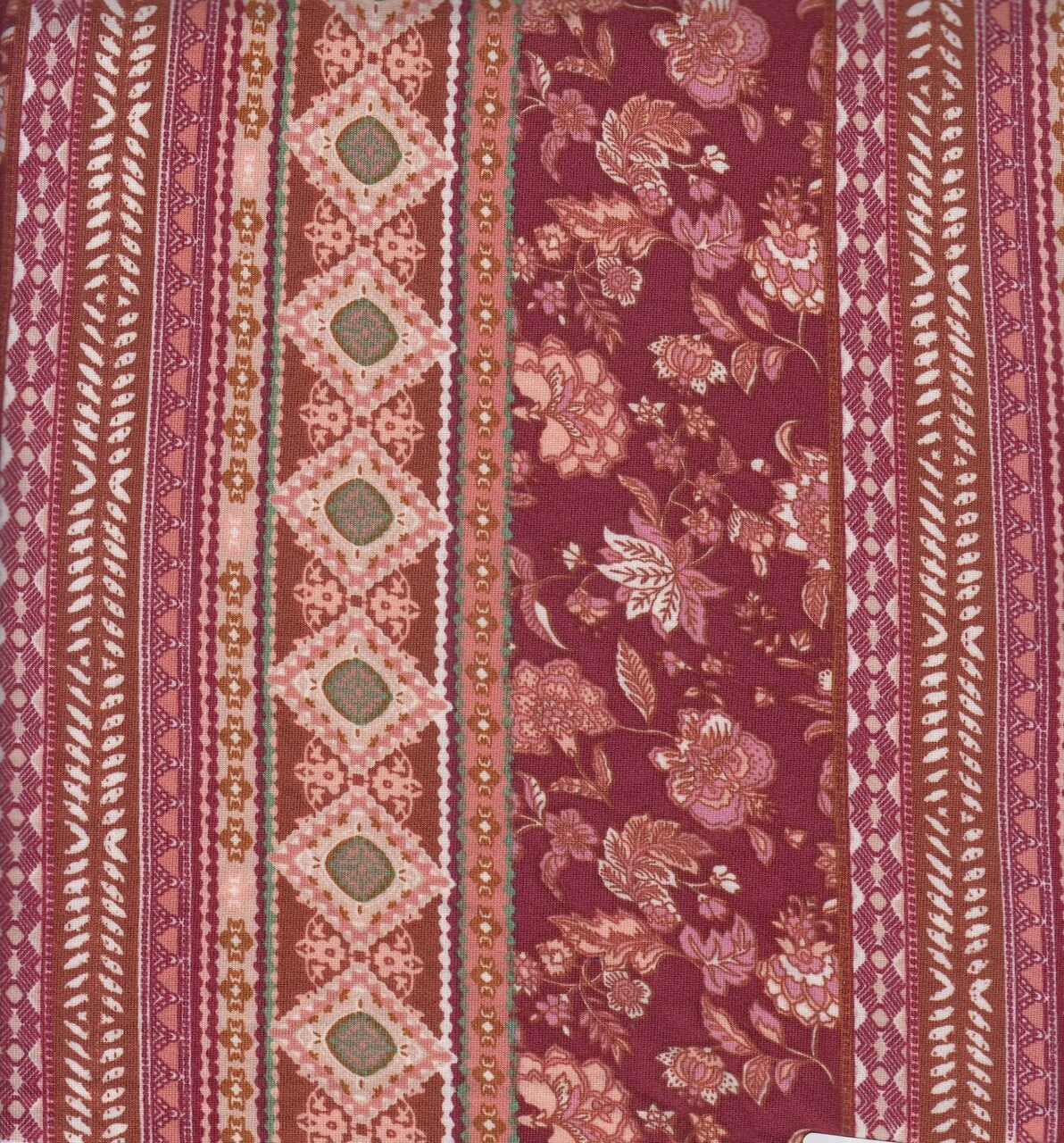 1 Yard Soft DTY Brushed Boho Stripe Knit 96% Polyester and 4% Spandex Fabric, 58/60 Inches Wide